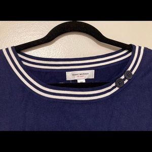 Isaac Mizrahi navy blue short sleeved sweater